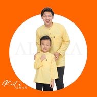 Kurta Aiman | Kurta Cotton | Kurta Moden | Baju Kurta | Kurta Soft yellow/Kuning Cair/Navy Blue|Baju