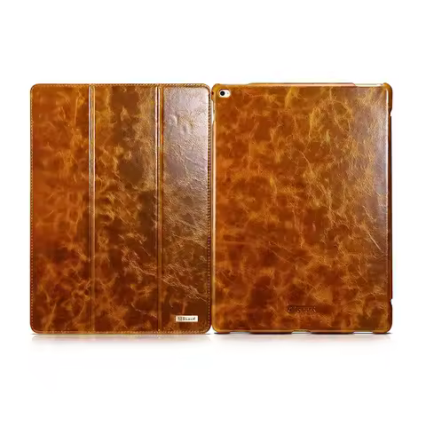 ICARER Oil Wax Vintage Genuine Leather Folio Case for iPad Pro 12.9 inch(2015) iPad Air 9.7 inch (20