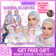 WAWA SCARVES Sweet Lady Blooming Edition Tudung Wawa Zainal Bidang 45 Printed Bawal Material Cotton Voile