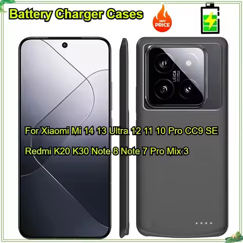 10000Mah Battery Charger Cases for Xiaomi Mi 14 13 Ultra 12 11 10 Pro CC9 SE for Redmi K20 K30 Note 