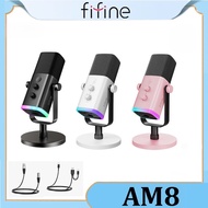 【Available in stock】FIFINE AM8 USB/XLR Dynamic Microphone with Touch Mute Button,Real-time Monitorin