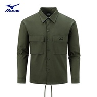 Mizuno เสื้อทำงานกลางแจ้ง Mizuno สำหรับผู้ชายและผู้หญิงเสื้อเชิ้ตแขนยาว2023ฤดูร้อนเสื้อผ้าฝ้ายบริสุท