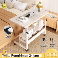 Adjustable Folding Laptop Table with Wheels Simple Bedroom Table Standing Desk Minimalist Study Tabl