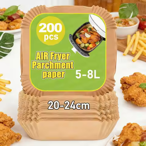 8" Square Air Fryer Liners Disposable Heavy-Duty Parchment Paper for 5-8 QT Airfryer Basket Non-Stic