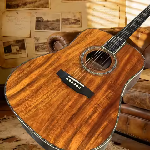 41 Inch D Series 45 Brown KOA Body Acoustic Guitar Ebony Fingerboard Fixed Bridge Dynamic Balance So