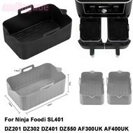 ANDIN Air Fryer Basket, Reusable Silicone Air Fryer Baking Tray, Rectangle Rectangle Basket Containe
