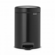 brabantia - 比利時製 5L 不銹鋼靜音緩降圓形腳踏垃圾桶啞黑 ｜塑膠內桶｜防指紋 緩降開合 不銹鋼垃圾桶 垃圾筒 廁所垃圾筒 Office垃圾桶 H30.2 x L21.7 x W26.3