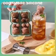 LT  4 Grid Ice Cube Tray Cute Bear Shape Ice Block Mold Silicone Ice Maker Ice Cream Tool Frozen Ice Ball Ice Box Ice Mould With Lid