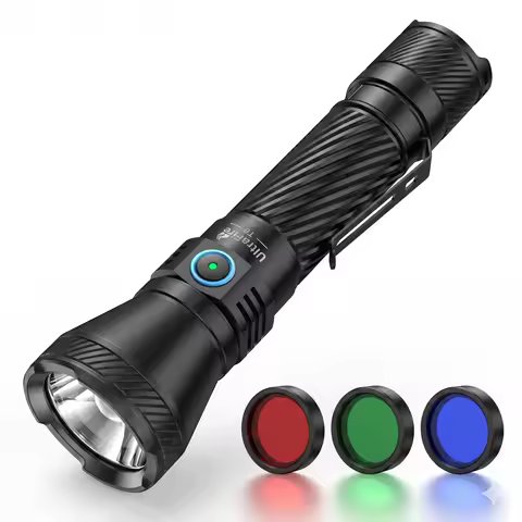 UltraFire T6 Tactical Hunting Flashlight 1800LM Long Range 550m Torch with Red Green Blue Filters 21