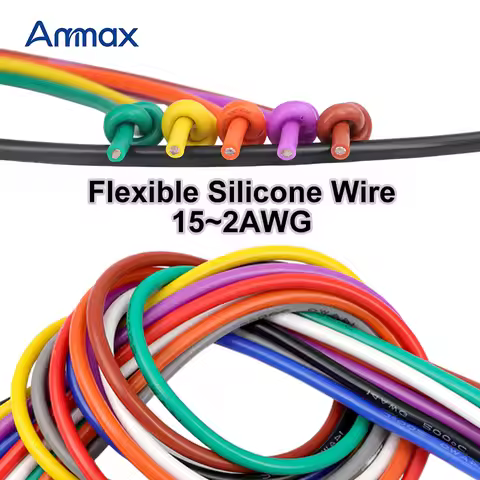 1/3m Heat-resistant Silicone Wire 15 14 13 12 11 10 9 8 7 6 4 2AWG Auto Car Battery Insulation Audio