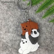AA Cute We Bare Bears Figures Keychain Keyring Grizzly Panda Ice Bear Cartoon Pendants Animal Series Silica Gel Key Ring SG