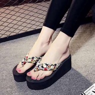 ♥️特價包郵♥️人字拖女夏韓版舒適防滑夾腳拖簡約沙灘拖鞋潮坡跟厚底外穿涼拖鞋(Size:35-41)