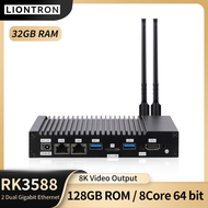 Liontron Fanless Industrial Mini PC DEC-3588 Dual Gigabit Ethernet 32GB+128GB Rockchip RK3588 8Core 64 bit 8K HDMI2.1 IOT PC