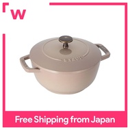 staub staub Wa-NABE linen M 18cm with vintage knob two-handled cast iron enameled pot for cooking rice 2 cups induction compatible [with serial number] Wa-NABE 40501-014