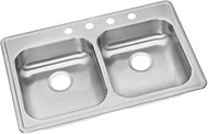 Elkay GE233212 22 Gauge Stainless Steel Double Bowl Top Mount Kitchen Sink, 33 x 21.25 x 5.375"