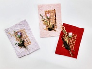โปสการ์ดตกแต่ง การ์ดอวยพรดอกไม้ลายตาราง diy แฮนด์เมด ของขวัญ อวยพร ปัจฉิม กิจกรรม (ขนาด S) Handmade Mulberry Paper Card with Flower and Checkered Frame (Size S)