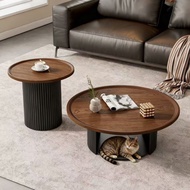 Medieval Style Light Luxury High-End Feeling B & B Retro Solid Wood Coffee Table Combination Round A