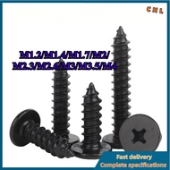 Black Self Tapping Screw Hitam Skru Mengetuk Sendiri Cross Flat Head Untuk Kayu Logam Plastik DIY M1