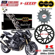KAWASAKI 1000cc Z1000 Full Set Regina Black Dual Chain 525 ZRA Steel Sprocket Sets