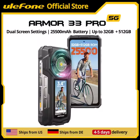 【Ships from US】Ulefone Armor 33 Pro 5G Rugged Phone 25500 mAh 512GB ROM 120Hz Dual Screen NFC Androi