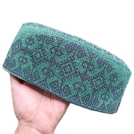 Peci Kopiah Goni Motif Batik Hijau Tinggi 9cm
