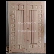 Pintu kayu Jati solid 2 daun motif simple minimalis modern 257