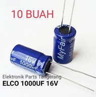 (10 Buah) CAPACITOR ELCO 1000 UF 16V KAPASITOR ELCO 1000UF 16V KAPASITOR ELCO 16V 1000UF ELCO 1000UF