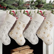 Luxurious White Faux Fur Christmas Stockings Large Kids Gift Socks for Xmas Tree