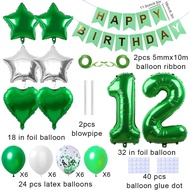 33pcs 12th Birthday Party Balloon Decorations Happy Birthday Banner Number 12 Balloon Star Foil Ball