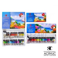 สีอะคริลิค ชุดสีอะคริลิค แบบหลอด ST Acrylic Colours Set