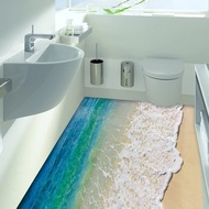3D Ocean Beach Floor Sticker Seawater Wallpaper Self-Adhesive Wall Mural Decal
