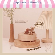 MUSIC BOX HAPPY PUPPY WOODERFUL LIFE HANDCRAFTED MUSIC BOX