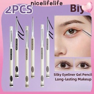 24h Shipping 2PCS Biya Silky Eyeliner Gel Pencil Long-lasting, Waterproof, Smooth And Not Easy To Sm