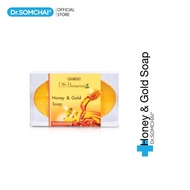 Dr.Somchai Honey&amp;Gold Soap 80 g. ดร.สมชาย สบู่น้ำผึ้งและทองคำบริสุทธิ์ 80 g.