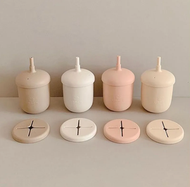 UBMOM - 矽膠零食/吸管兩用杯-220ml - 朱古力色