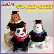 BENNETTGC 27cm Plush Toys We Bare Bears Graduation Season Panda Plushies Cartoon Grizzly Dr. Cap Panda Doll