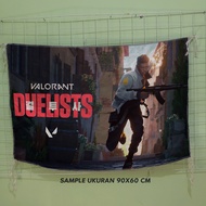 Bendera Valorant Poster Kain Satin Premium Tebal Full Printing Pajangan Dinding Kamar Gaming & Kolek
