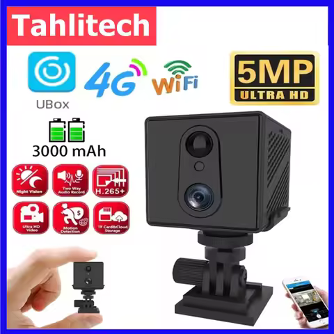Mini 4G Security Camera SIM Card or Wifi 5MP Survalance IP Camera 3000 mAh Big Battery Low Power Voi