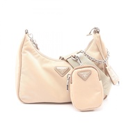 【二手】Prada PRADA 2005 復刻版雙肩包 1BH204 米色尼龍 Saffiano 皮革 2005 復刻版單肩包 女士二手 A