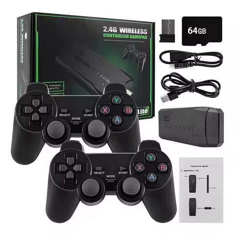 64GB 2.4G Game Controller 3D Rocker Wireless Game Joystick Gamepad Battery Operated Home TV Mini Gam