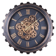 Jam Dinding Gear Retro 50cm Jam untuk Ruang Tamu Rumah Moden Jam Dinding Hiasan Bulat Kreatif Mudah