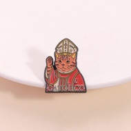 Gatólico Cat Bishop Creative Badge Cute Animals and Religious Culture Design Brooch Clothes Backpack