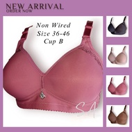 Women Cotton Bra 2090 Cup C Non Wired Thin Sponge Plus Size 36-46 Baju Dalam Perempuan Tidak Berwaya