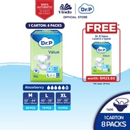 Dr. P Value Level 6 Adult Diaper M10/ L9/ XL8 (8 Packs)