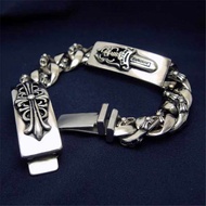 Retro Chrome Titanium Steel Hearts Cross Bracelet Accessories Sword Charm