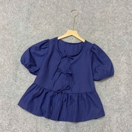 Áo Babydoll Bigsize Nữ Tay Phồng Phối Nơ Xinh Dễ Thương Vải Kate Mềm Mịn Phom Rộng - A191