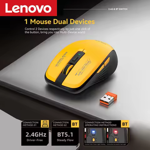Lenovo M303L Wireless Mouse 2.4G Bluetooth Dual Mode 1600 DPI Silent Tablet Notebook PC Office Porta