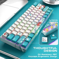 XVX M61 60% Mechanical Keyboard Wireless Ultra-Compact 2.4G Rechargeable Gaming Keyboard RGB Backlit Ergonomic Keyboard for Windows Mac PC