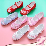 Hanfu Shoes Girls Summer Baby Soft-Soled Princess Shoes Old Beijing Children Cloth Shoes Women Embroidered Shoes Antique Hanfu Shoes