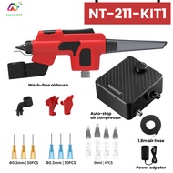 DSPIAE PT-AB 0.3/0.5mm Wash-Free Airbrush Kit with Nasedal Upgraded 40 PSI Air Compressor for Milita